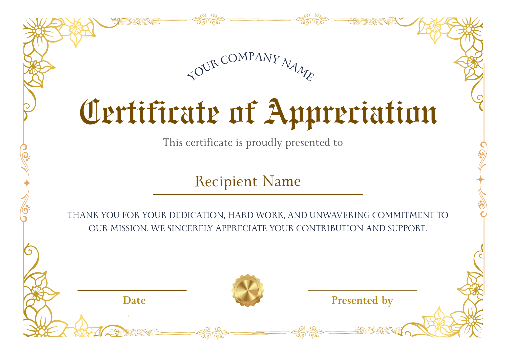 Certificate of Appreciation